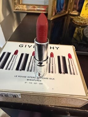 Givenchy Le Rouge Interdit Mini Lipstick - Black & Silver Tube. Color 37.